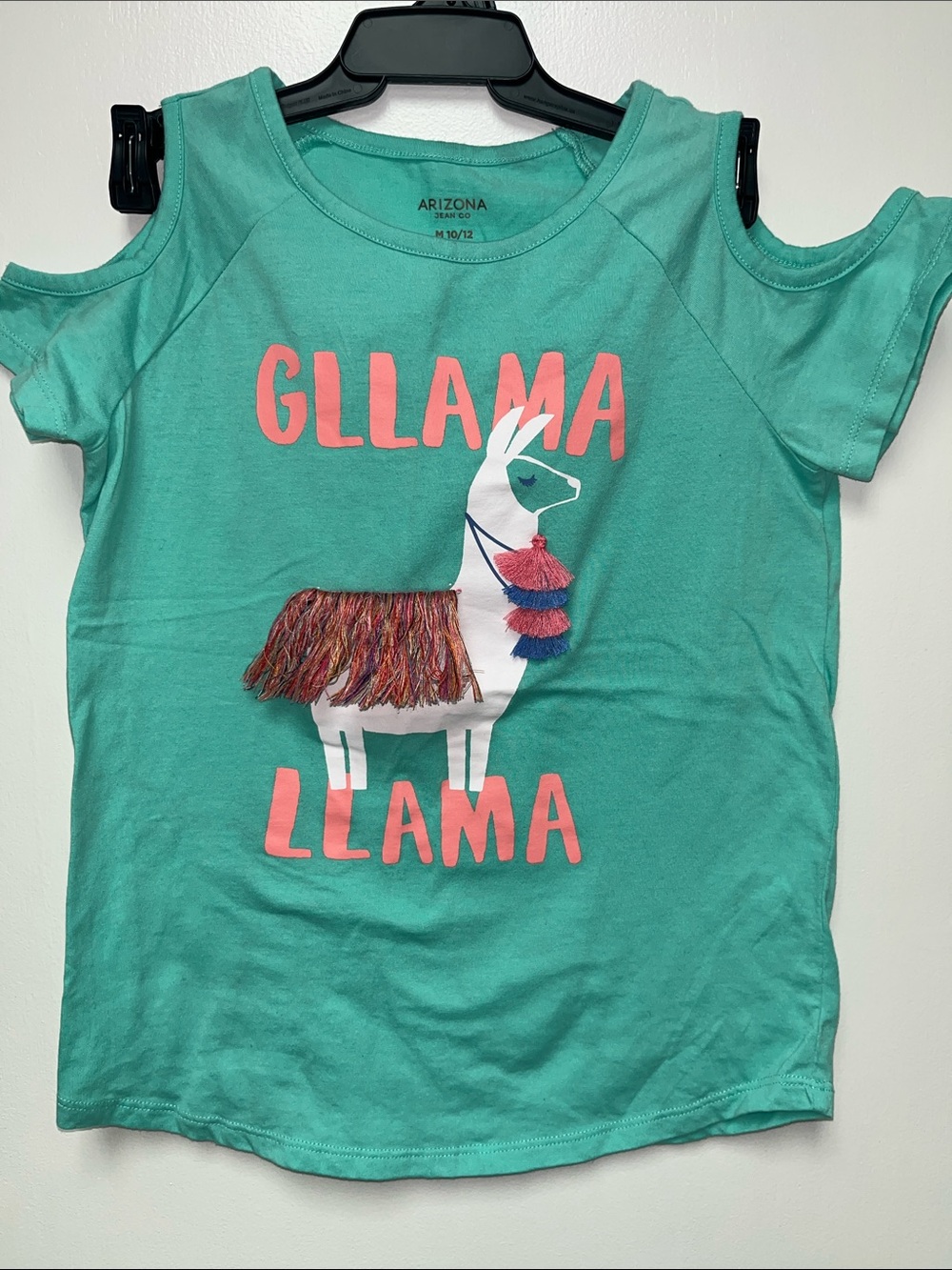 Arizona Jean Company Teal Cold-Shoulder 'Gllama Llama' Tee
